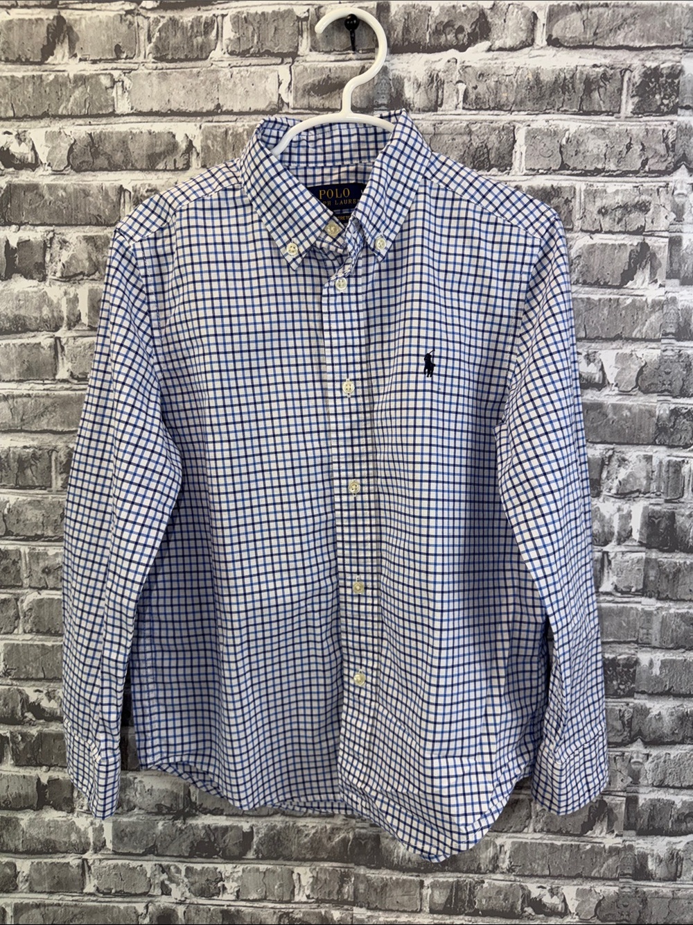 Polo by Ralph Lauren White & Blue Gingham Button-Down Shirt